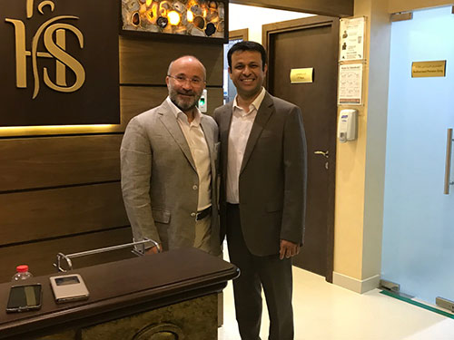 Hasan Surgery becomes the 1st AAAASF accredited clinic in UAE in 2016. Pictured here – Dr. Hasan Ali with the AAAASF surveyor.